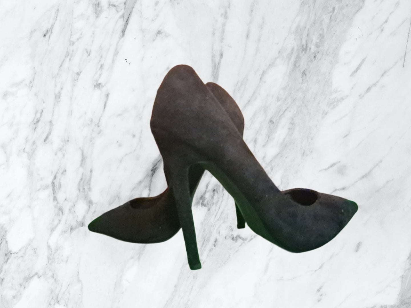 Black Slim Heel Suede